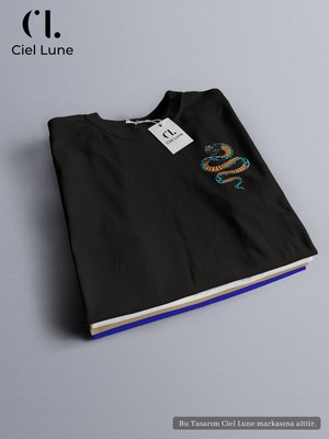 NEVERMIND Nevermind Unisex Retro Snake Özel Tasarım - Oversize T-Shirt