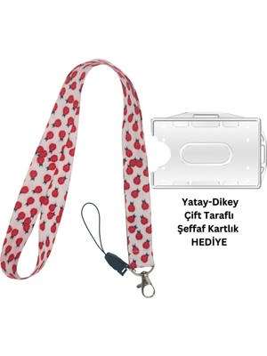 Doktorbonem Uğur Böceği Geniş Kart Askısı Yaka Kartı Boyun Askı Ipi Telefon Askısı Yatay Dikey Kart Koruyucu