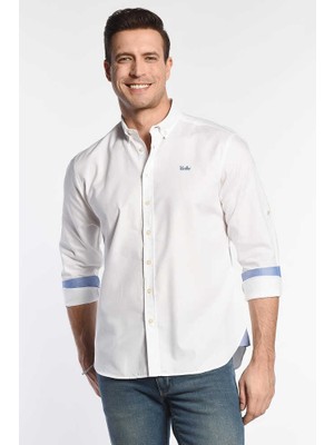 Ucla JACKSON Beyaz Oxford Nakışlı Standard Fit ERKEK Gömlek