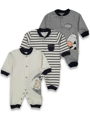 Necix's 223110 Bebek Inek Baskılı Manşetli 3'lü Tulum