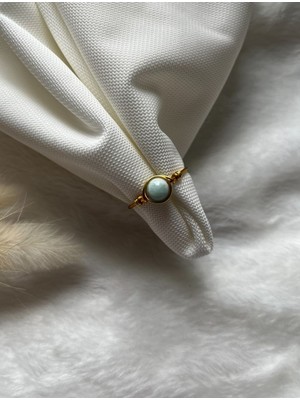 Pel Design Amazonit Taşı Ayarlanabilir Altın Tel Yüzük El Yapımı