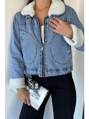 Gülseli Kadın Içi Peluş Jean Kot Ceket P-00018967
