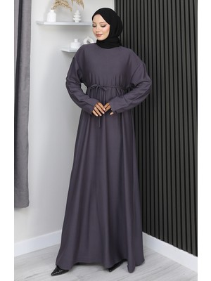 Oysho Kumaş Kuşaklı Elbise 2165-02 Antrasit