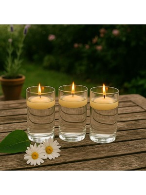 Noah Exclusive 3 Lu Borosılkat Cam Icerısınde Yuzen Mum-Beyaz 70 mm x 140 cm