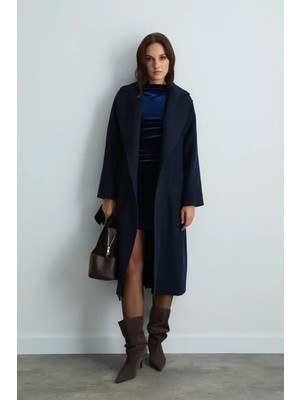 Gusto Klasik Yün Manto - Lacivert