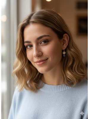 Flamingo Jewelery 925 Ayar Papatya Silver Nazar Gözlü Papatya Küpe.nazar Küpe.rose.gold.rodaj