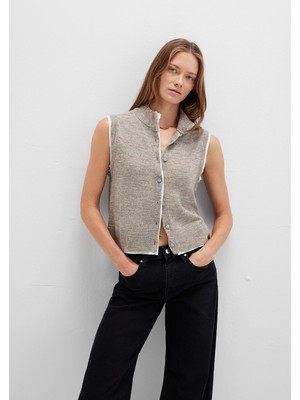 Mavi Yün Karışımlı Gri Yelek 1710791-83096