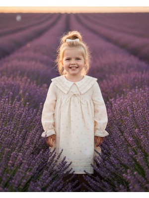 Şimo Butik Kız Bebek Çocuk Elbise Otantik Keten Müslin %100 Pamuk Astarlı Tarz Tasarım Çok Şık