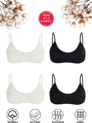 Özkan Underwear Özkan 40413 4'lü Paket Kız Çocuk %95 Pamuklu Kapsız Balensiz Pedsiz Alıştırma Sütyeni Ince Askılı Esnek Rahat Yarım Atlet Büstiyer