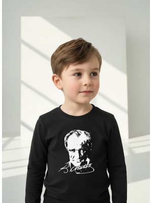 Stilera Uzun Kollu Atatürk Baskılı Unisex Çocuk Tişört T-Shirt Body