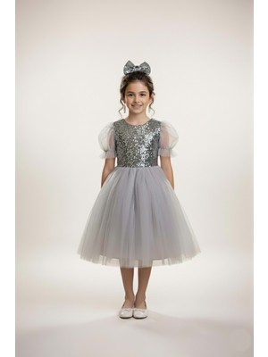 Mnk Baby & Kids Balon Kol Pul Payet Kız Çocuk Tütü Elbise M00751