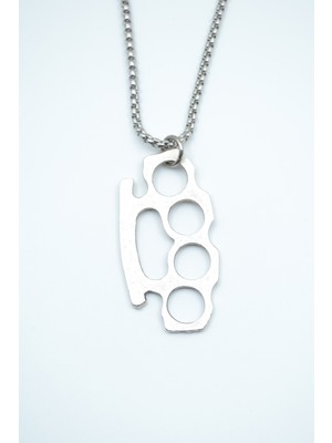 IDR Muşta Gümüş Kaplama Örme Zincir Kolye