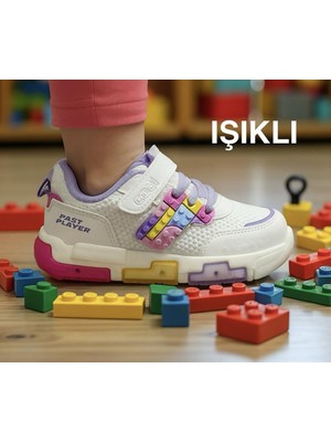 Cool Heros-Ptk 26/30 LEGO Desenli Işıklı Cırtlı Sneaker Spor Ayakkabı