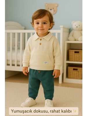 Vovido Animal Man Yakalı Ikili Penye Bebe Takım