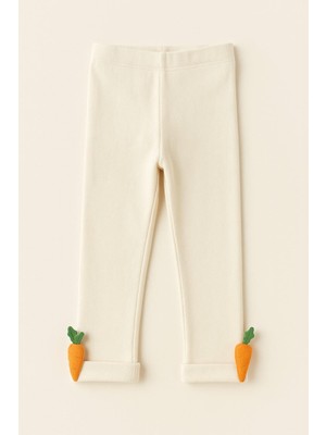 Katia & Bony Çocuk Havuç Aksesuarlı Pamuklu Tayt Pantolon Bej