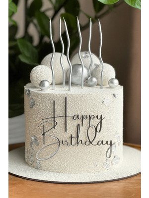 Kıvrımlı Gümüş Mum Pasta Mumu Spiral Kıvrık Mum 6'lı