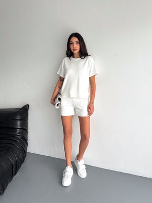 Şortlu Takım Modal Kumaş /şortlu Takım Tavşan Nakışlı Günlük Kullanıma Uygun