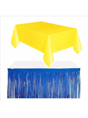 Zenviva Sarı Masa Örtüsü, Lacivert Masa Eteği