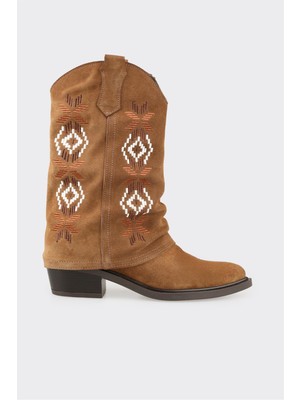 Elle Taba Deri Kadın Western Bot