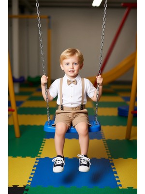 FRM Erkek Çocuk Gömlek Şort ve Papyon Seti Günlük ve Özel Anlar Için Kaliteli Şık Rahat