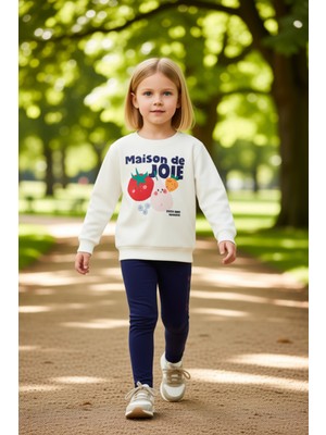 PayBuy Sevimli Meyve Baskılı Bisiklet Yaka Uzun Kollu Kız Çocuk Pamuklu Pijama Takımı Kaliteli Şık