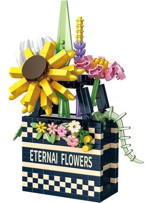 Vagon P1074 Panlos Çanta Buket Çiçek 628 Parça Block Oyuncak