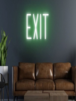 Exıt Yazılı Neon Tabela 20 x 40 cm Pleksi Malzemeden Modern Duvar Dekoru