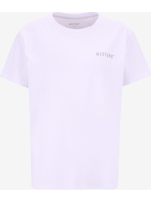 Mustang Bisiklet Yaka Baskılı Beyaz Kadın T-Shirt M5WL-TST1053