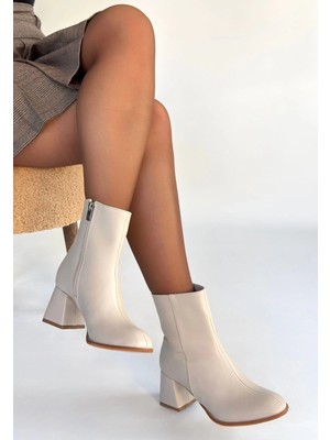 Combin Tendy Bej Cilt Topuklu Bot