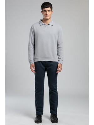 Lee Cooper Gale Erkek Polo Yaka Sweatshirt Gri