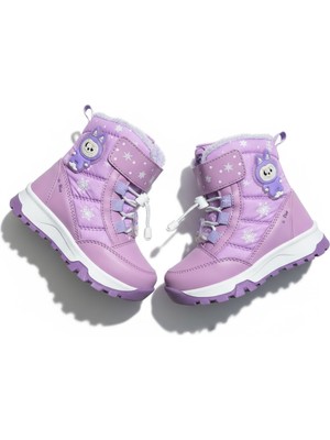 Shougo Su Dayanıklı Kaymaz Taban Içi Kürklü Işıklı Kız Çocuk Bebe Kar Botu