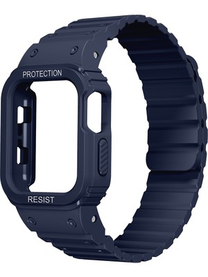 Lopard Apple Watch Series 10 / 11 Kılıf 42MM Silikon Kordon KD-142 Airbag Tasarımlı Kasa Koruyuculu