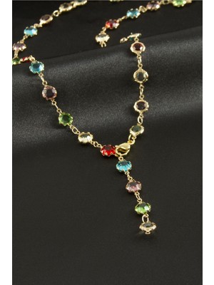 Fantastik Store Kristal Taşlı Çelik Y Kolye