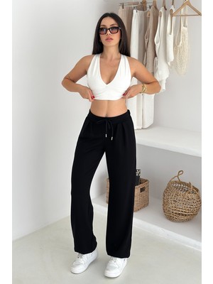 Noa Noa Kadın Yüksek Bel Geniş Paça Bağcıklı Sweatpant – Urban Ease