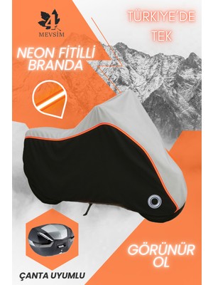 Autoen Turuncu Fitilli Motolux Cappadocıa 125 Çanta Uyumlu Motosiklet Branda-Gri-Siyah-(4mevsim)