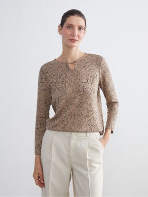 LC Waikiki Yeni Sezon Bisiklet Yaka Desenli BLUZ_8684686568782