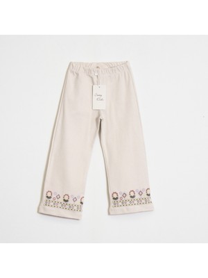 Ozzy Kids Kız Çocuk Paçaları Nakışlı Pantolon