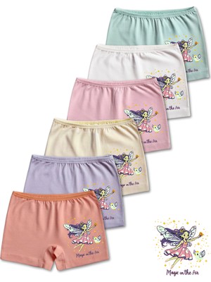 Giza Kids %95 Pamuklu Kız Çocuk Süprem Penye Boxer Külot Iç Çamaşır 6lı Set