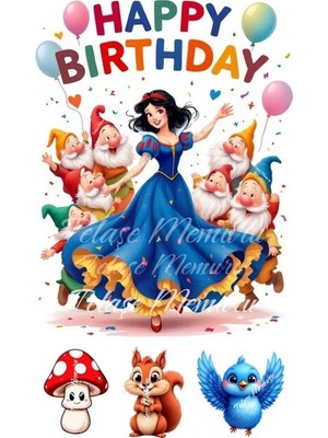 Telaşe Memuru Pamuk Prenses Pasta Süsü - Pasta Resmi ve Baskısı - Pamuk Prenses Doğum Günü Yenilebilir Kağıt 5