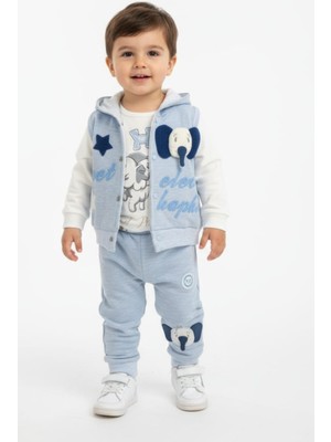 Gigi Giyim Fil Detaylı 3'lü Erkek Çocuk Takım