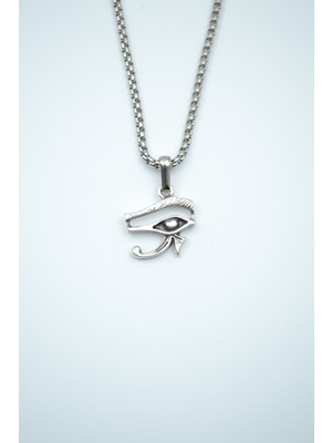 IDR Minimal Horos'un - Ra'nın Gözü Gümüş Kaplama Örme Zincir Kolye