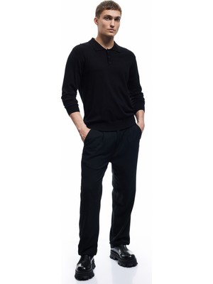 Koton Uzun Kollu Düğmeli Polo Yaka Triko Kazak