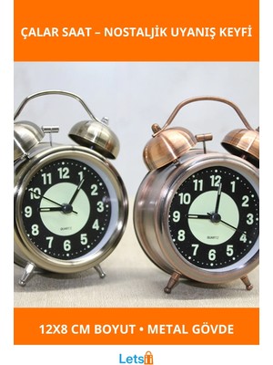 Letsii Antik Metal Çalar Saat Küçük Boy 12X8 cm