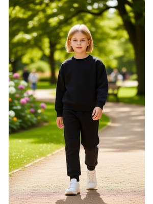 PayBuy Kız Çocuk Konforlu Pamuklu Regular Fit Sweatshirt ve Eşofman Altı Takımı Kaliteli Şık Rahat