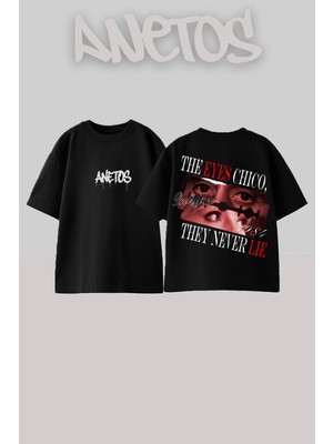 Anetos Scarface 7 Tasarım Sırt Baskılı Pamuk Siyah Oversize T-Shirt