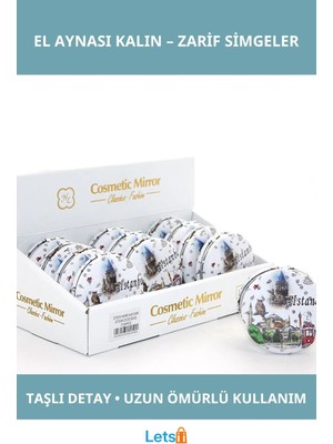 Letsii Taşlı Istanbul Tasarımı Kalın El Aynası