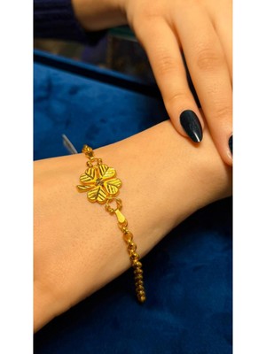 Kuyumcu Nurettin 7 gr (Gram) Kalemli Yonca Kunye 22(916) Ayar Altın