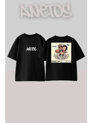Anetos Vybz Kartel 3 Tasarım Sırt Baskılı Pamuk Siyah Oversize T-Shirt