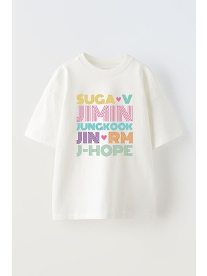 Anetos Suga Bts 1 Baskılı Ünisex Pamuk Beyaz Oversize T Shirt