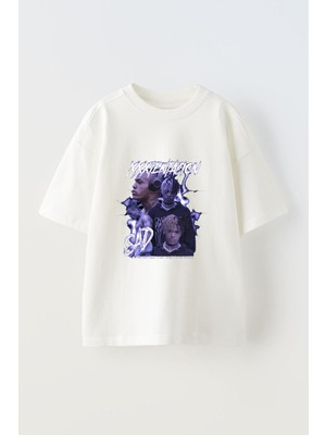 Anetos Xxxtentacion Ön Baskılı Pamuk Beyaz Oversize T-Shirt